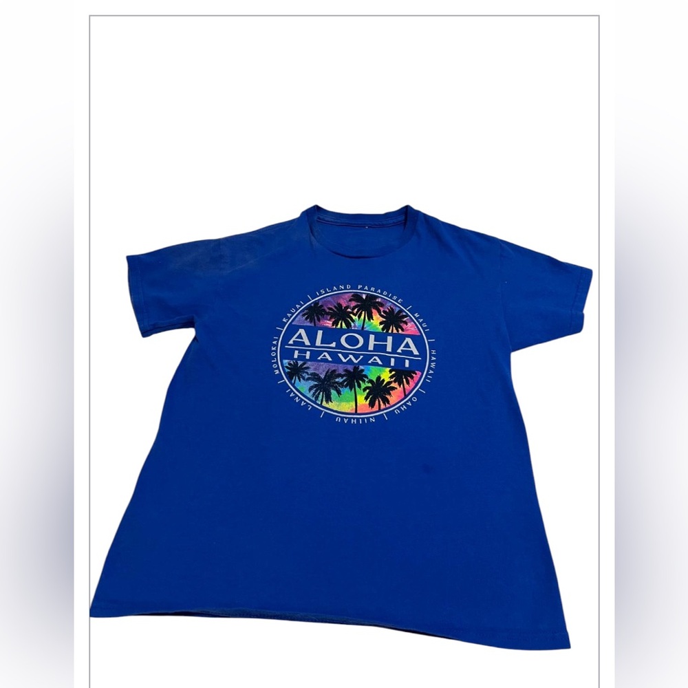 (5) Blue Kids T-Shirt with Aloha Print